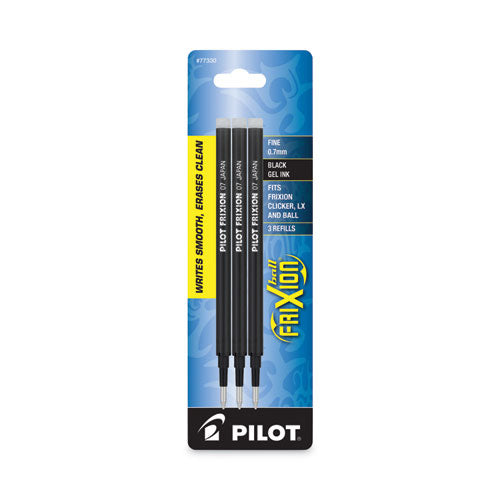 Image of Pilot® 77330 Refill For Pilot Frixion Erasable, Frixion Ball, Frixion Clicker And Frixion Lx Gel Ink Pens, Fine Tip, Black Ink, 3/pack