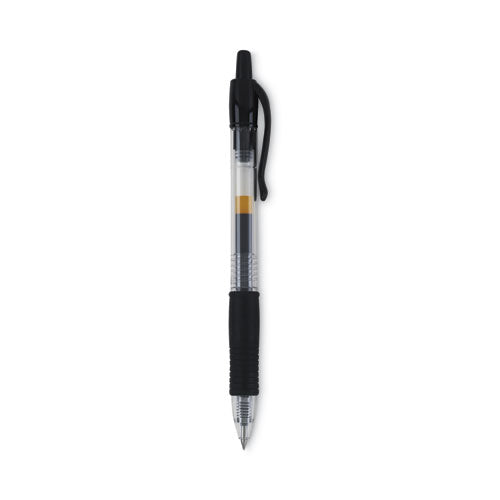 Image of Pilot® 31277 G2 Premium Gel Pen Convenience Pack, Retractable, Extra-Fine 0.38 mm, Black Ink, Smoke/Black Barrel, Dozen