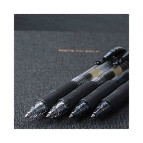Image of Pilot® 31277 G2 Premium Gel Pen Convenience Pack, Retractable, Extra-Fine 0.38 mm, Black Ink, Smoke/Black Barrel, Dozen