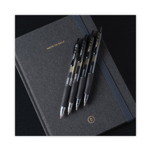 Image of Pilot® 31277 G2 Premium Gel Pen Convenience Pack, Retractable, Extra-Fine 0.38 mm, Black Ink, Smoke/Black Barrel, Dozen