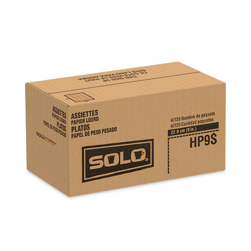 Image of SOLO® HP9S-2050 Bare Eco-Forward Clay-Coated Paper Dinnerware, ProPlanet Seal, Plate, 9" dia, White, 500/Carton
