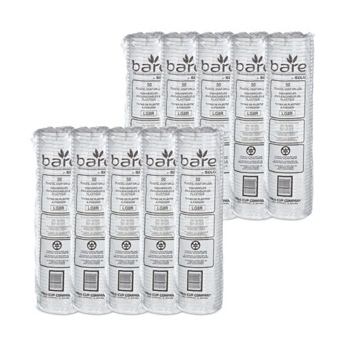 Image of SOLO® LG8R-0090 Bare Eco-Forward RPET Deli Container Lids, Recessed Lid, Fits 8 oz Containers, Clear, Plastic, 50/Pack, 10 Packs/Carton