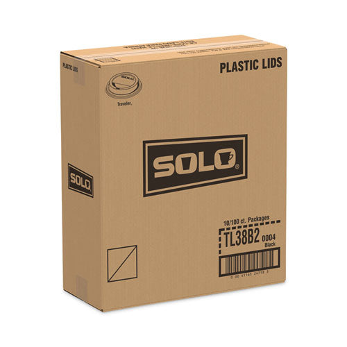 Image of SOLOÂ® Traveler Cappuccino Style Dome Lid, Fits 8 oz Hot Cups, Plastic, Black, 1,000/Carton
