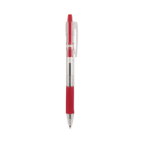 Image of Pilot® 32212 Easytouch Ballpoint Pen, Retractable, Fine 0.7 Mm, Red Ink, Clear Barrel, Dozen