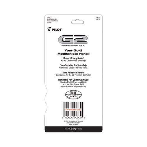 Image of Pilot® 31776 G2 Mechanical Pencil, 0.7 mm, HB (#2), Black Lead, Assorted Barrel Colors, 5/Pack