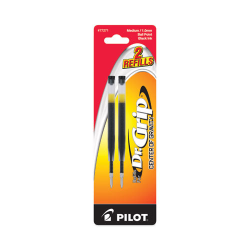 Image of Pilot® 77271 Refill For Pilot Dr. Grip Center Of Gravity Ballpoint Pens, Medium Conical Tip, Black Ink, 2/pack