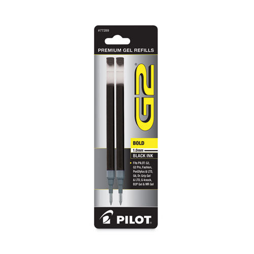 Image of Pilot® PIL77289 Refill For Pilot G2 Gel Ink Pens, Bold Conical Tip, Black Ink, 2/pack