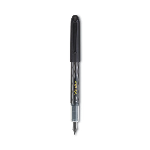 Image of Pilot® 90010 Varsity Fountain Pen, Medium 1 mm, Black Ink, Clear/Black Barrel