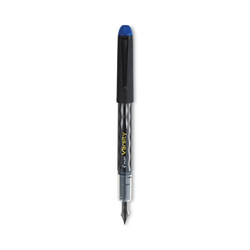 Image of Pilot® 90011 Varsity Fountain Pen, Medium 1 mm, Blue Ink, Clear/Black/Blue Barrel