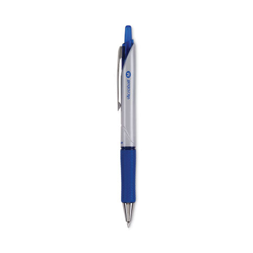 Image of Pilot® 31911 Acroball Pro Advanced Ink Hybrid Gel Pen, Retractable, Medium 1 mm, Blue Ink, Silver/Blue Barrel, Dozen