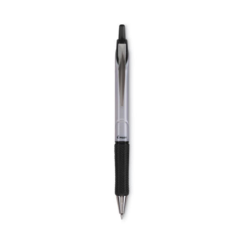 Image of Pilot® 31910 Acroball Pro Advanced Ink Hybrid Gel Pen, Retractable, Medium 1 mm, Black Ink, Silver/Black Barrel, Dozen