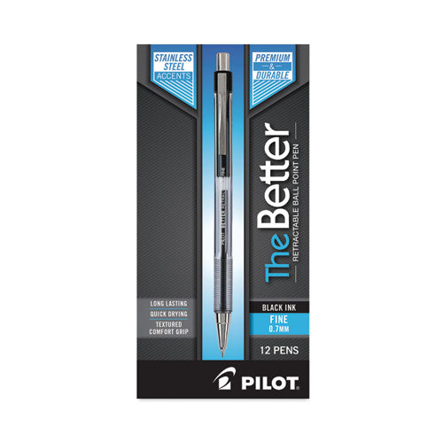 Image of Pilot® 30000 Better Ballpoint Pen, Retractable, Fine 0.7 Mm, Black Ink, Smoke Barrel, Dozen