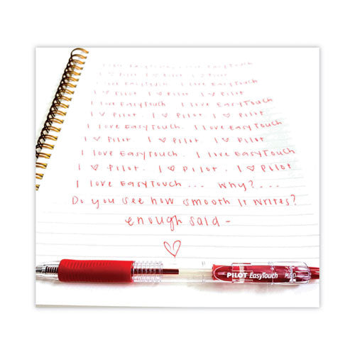 Image of Pilot® 32212 Easytouch Ballpoint Pen, Retractable, Fine 0.7 Mm, Red Ink, Clear Barrel, Dozen