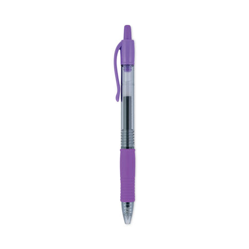 Image of Pilot® 31029 G2 Premium Gel Pen, Retractable, Fine 0.7 mm, Purple Ink, Smoke/Purple Barrel, Dozen