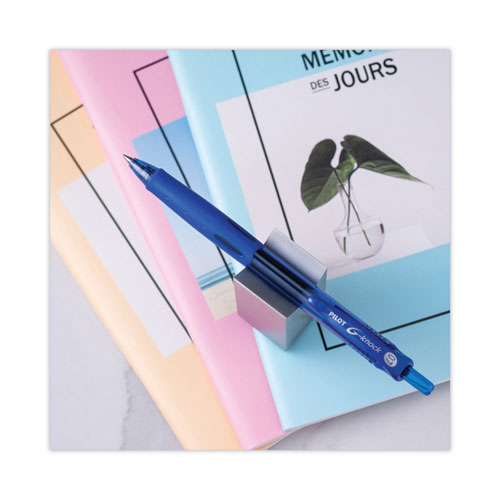 Image of Pilot® 31507 G-Knock BeGreen Gel Pen, Retractable, Fine 0.7 mm, Blue Ink, Translucent Blue/Blue Barrel, Dozen