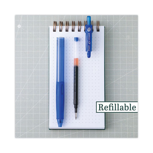 Image of Pilot® 31507 G-Knock BeGreen Gel Pen, Retractable, Fine 0.7 mm, Blue Ink, Translucent Blue/Blue Barrel, Dozen