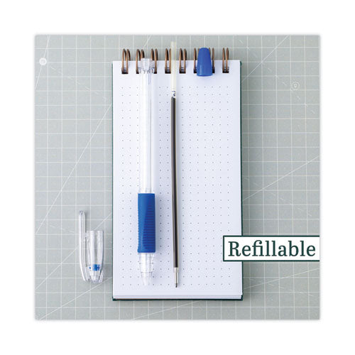 Image of Pilot® 32002 EasyTouch Ballpoint Pen, Stick, Fine 0.7 mm, Blue Ink, Clear/Blue Barrel, Dozen