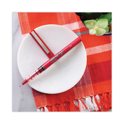 Image of Pilot® 35349 Precise V7 Rollerball Pen, Stick, Fine 0.7 mm, Blue Ink, Blue/Clear Barrel, Dozen