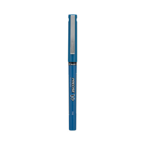 Image of Pilot® 35349 Precise V7 Rollerball Pen, Stick, Fine 0.7 mm, Blue Ink, Blue/Clear Barrel, Dozen