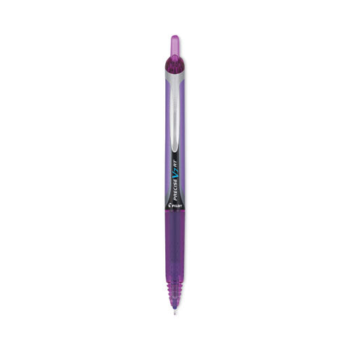 Image of Pilot® 26071 Precise V7RT Rollerball Pen, Retractable, Fine 0.7 mm, Purple Ink, Purple Barrel