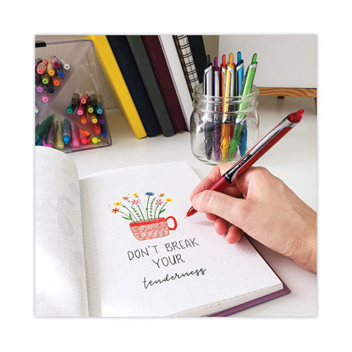 Image of Pilot® 26064 Precise V5RT Rollerball Pen, Retractable, Extra-Fine 0.5 mm, Red Ink, Red Barrel