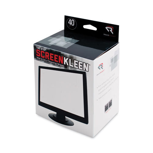 Image of Read Right® RR1305 Two Step ScreenKleen Wet and Dry Cleaning Wipes, 5 x 5, Unscented, 40/Box