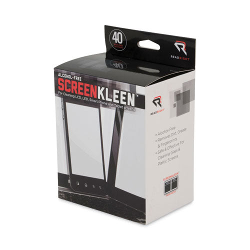 Image of Read Right® RR1391 Alcohol-Free ScreenKleen Wet Wipes, Cloth, 5 x 5, Unscented, 40/Box