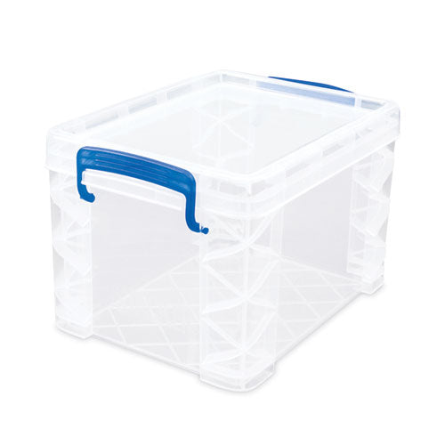 Image of Advantus 39230 Super Stacker Lift-Off Lid Storage Tote, 7.25" x 10.88" x 6.38", Transparent/Blue