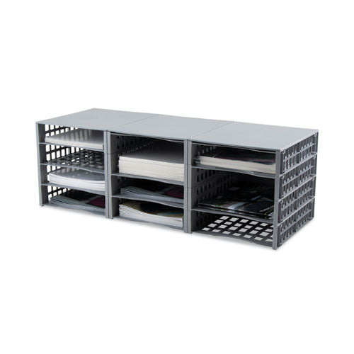 Image of Advantus Snap Configurable Tray System, 12 Compartments, 22.75 x 9.75 x 13, Gray