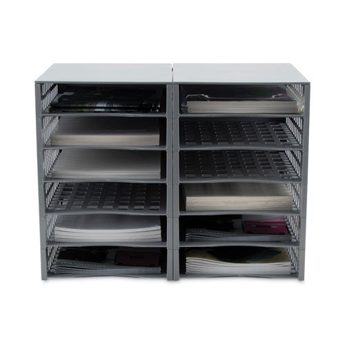 Image of Advantus Snap Configurable Tray System, 12 Compartments, 22.75 x 9.75 x 13, Gray