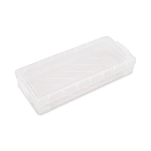Image of Advantus 40309 Super Stacker Pencil Box, 8.25" x 3.75" x 1.5", Clear