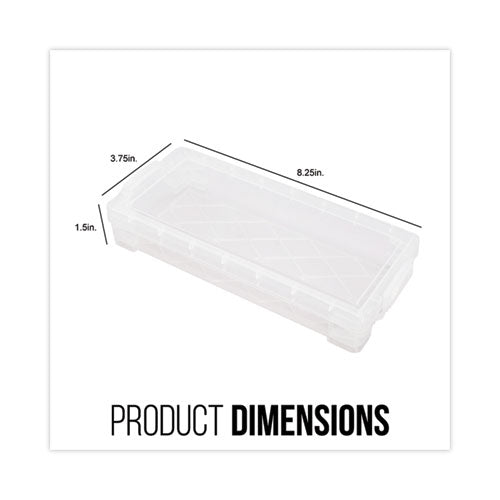 Image of Advantus 40309 Super Stacker Pencil Box, 8.25" x 3.75" x 1.5", Clear