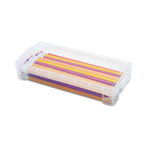 Image of Advantus 40309 Super Stacker Pencil Box, 8.25" x 3.75" x 1.5", Clear