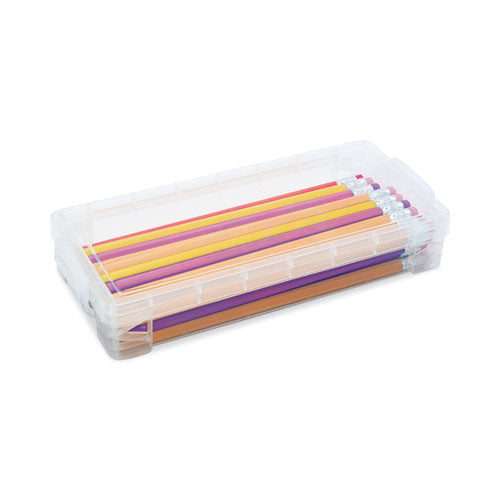 Image of Advantus 40309 Super Stacker Pencil Box, 8.25" x 3.75" x 1.5", Clear