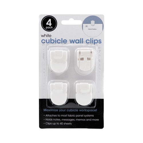 Image of Advantus 75300 Wall Clips for Fabric Panels, 40 Sheet Capacity, White, 4/Pack
