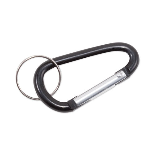 Image of Advantus 75555 Carabiner Key Chains, (10) 1" x 2" Black Carabiners, (10) 1" dia Silver Key Rings, Aluminum