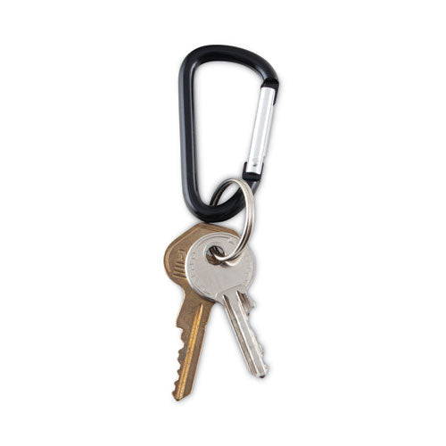 Image of Advantus 75555 Carabiner Key Chains, (10) 1" x 2" Black Carabiners, (10) 1" dia Silver Key Rings, Aluminum