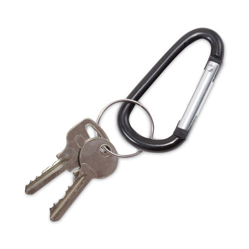 Image of Advantus 75555 Carabiner Key Chains, (10) 1" x 2" Black Carabiners, (10) 1" dia Silver Key Rings, Aluminum