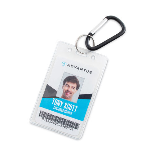 Image of Advantus 75555 Carabiner Key Chains, (10) 1" x 2" Black Carabiners, (10) 1" dia Silver Key Rings, Aluminum