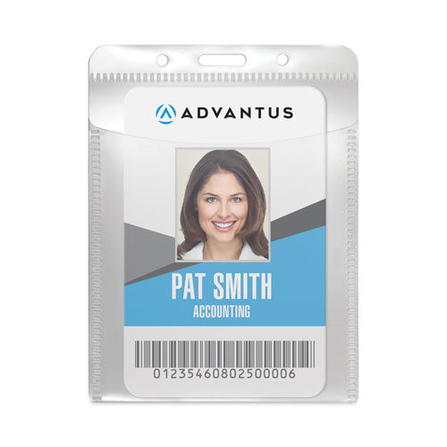 Image of Advantus 75604 PVC-Free Badge Holders, Vertical, Clear 3.5" x 5.13" Holder, 3.13" x 4.5" Insert, 50/Pack