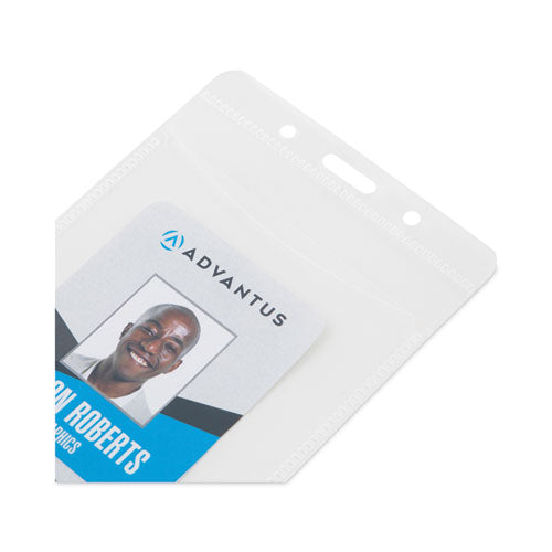 Image of Advantus 75604 PVC-Free Badge Holders, Vertical, Clear 3.5" x 5.13" Holder, 3.13" x 4.5" Insert, 50/Pack