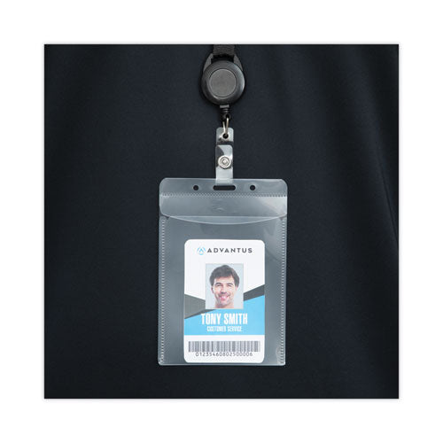 Image of Advantus 75604 PVC-Free Badge Holders, Vertical, Clear 3.5" x 5.13" Holder, 3.13" x 4.5" Insert, 50/Pack