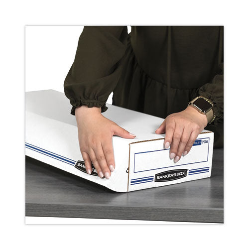 Image of Bankers Box® 00706 Stor/file Check Boxes, 9.25" X 25" X 4.13", White/blue, 12/carton