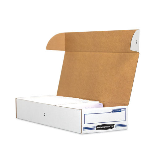 Image of Bankers Box® 00706 Stor/file Check Boxes, 9.25" X 25" X 4.13", White/blue, 12/carton