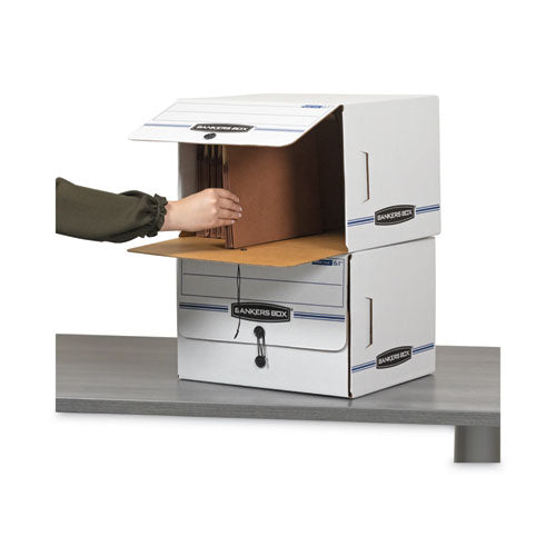 Image of Bankers Box® 00061 Side-Tab Storage Boxes, Letter Files, White/blue, 12/carton