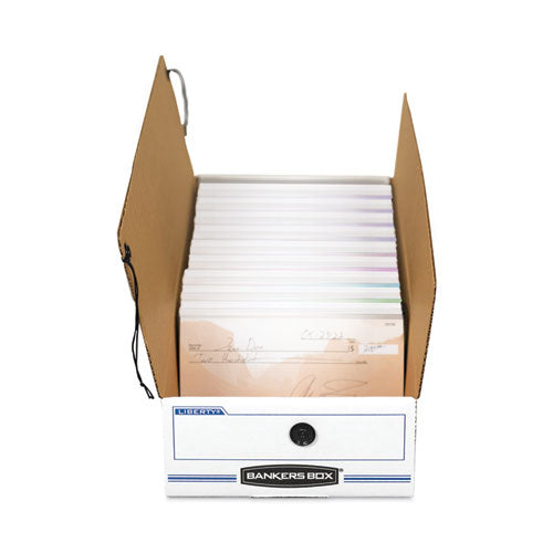 Image of Bankers Box® 00007 Liberty Check And Form Boxes, 9.5" X 23.75" X 4.5", White/blue, 12/carton