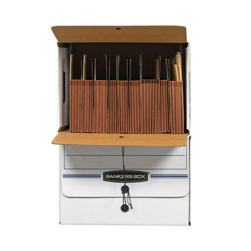 Image of Bankers Box® 00061 Side-Tab Storage Boxes, Letter Files, White/blue, 12/carton