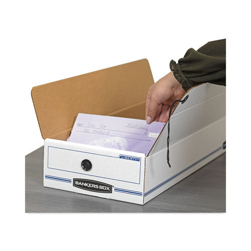 Image of Bankers Box® 00007 Liberty Check And Form Boxes, 9.5" X 23.75" X 4.5", White/blue, 12/carton