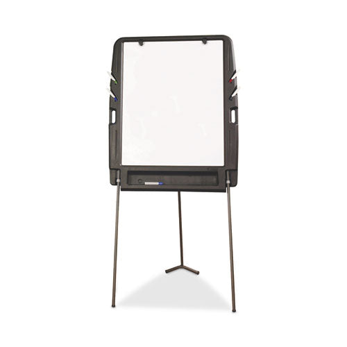 Image of Iceberg 30227 Ingenuity Portable Flipchart Easel with Dry Erase Surface, 35" x 30", White Surface, Charcoal Gray Polyethylene Frame