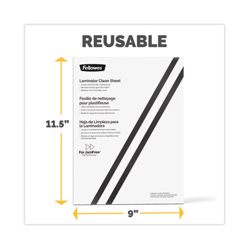 Image of FellowesÂ® Laminator Cleaning Sheets, 3 To 10 Mil, 8.5" X 11", White, 10/pack